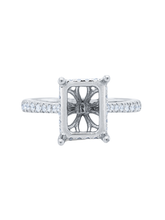 14k White Gold Diamond Emerald Cut Engagement Ring .45c - LA DIAMOND